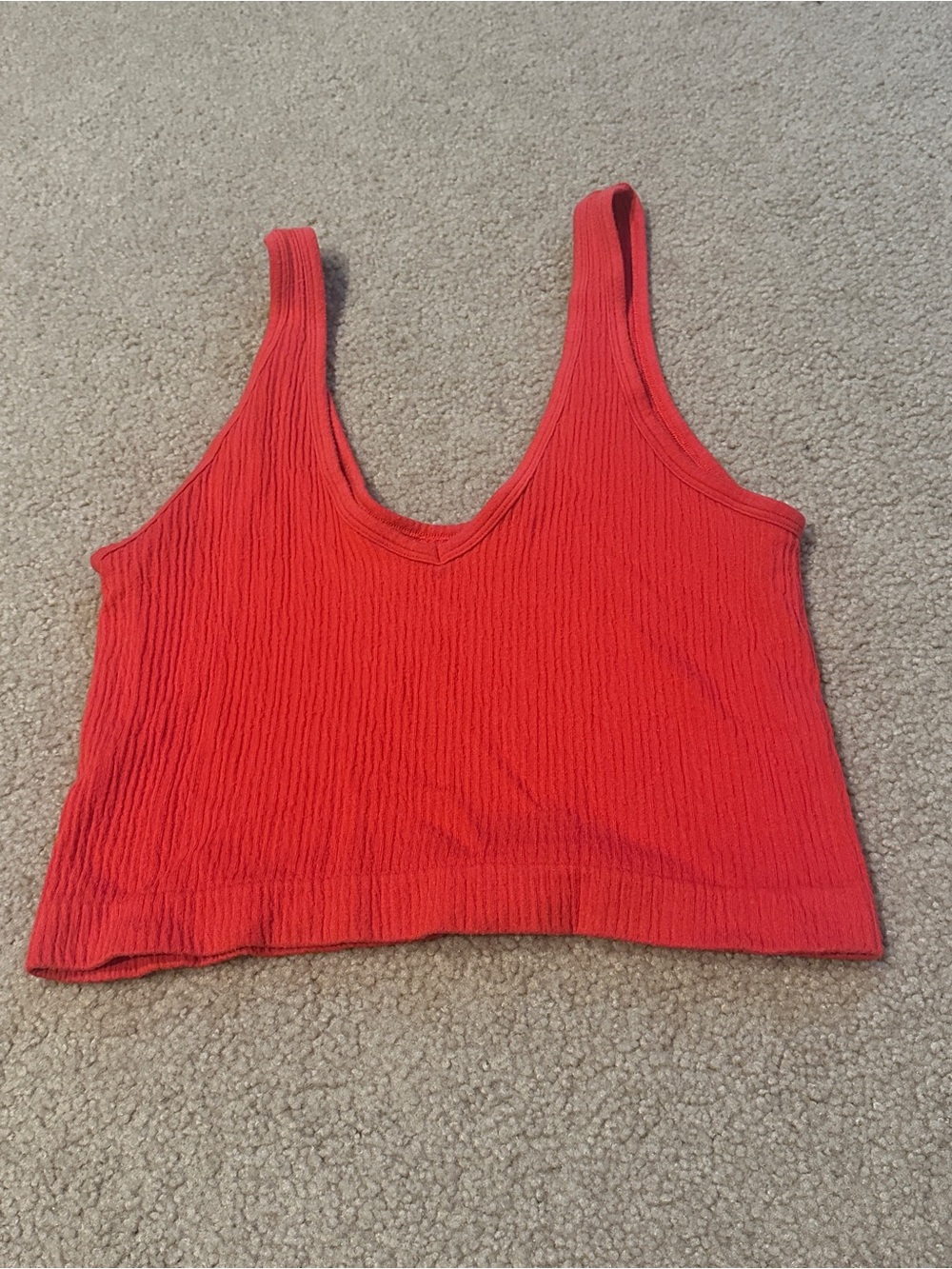 Urban Outfitters Red Ribbed V‑Neck Crop Top